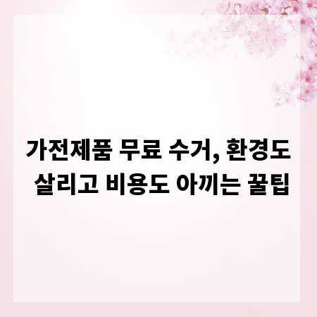 가전제품 무료 수거, 환경도 살리고 비용도 아끼는 꿀팁