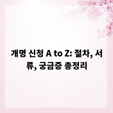 개명 신청 A to Z: 절차, 서류, 궁금증 총정리