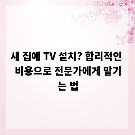 새 집에 TV 설치? 합리적인 비용으로 전문가에게 맡기는 법