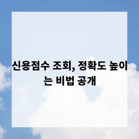 신용점수 조회, 정확도 높이는 비법 공개