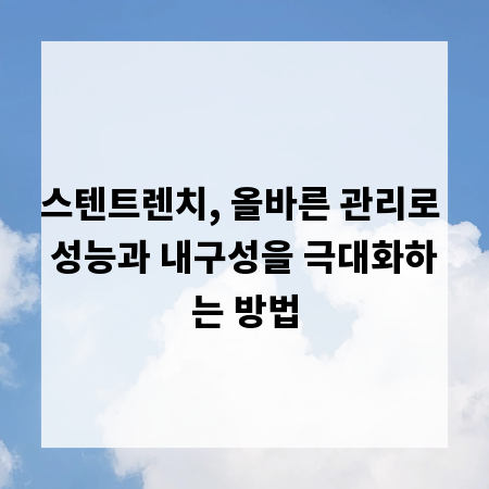 스텐트렌치, 올바른 관리로 성능과 내구성을 극대화하는 방법