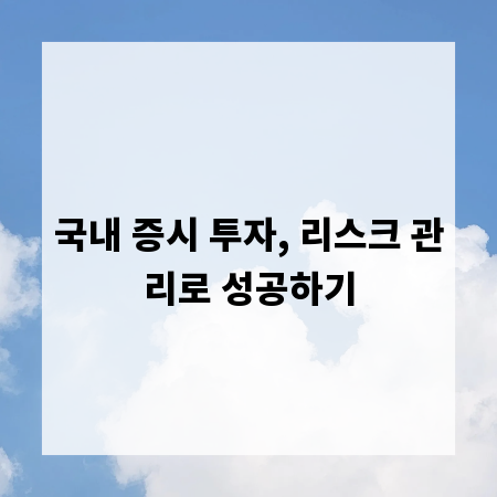 국내 증시 투자, 리스크 관리로 성공하기