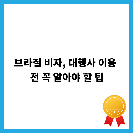 브라질 비자, 대행사 이용 전 꼭 알아야 할 팁
