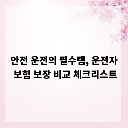 안전 운전의 필수템, 운전자 보험 보장 비교 체크리스트