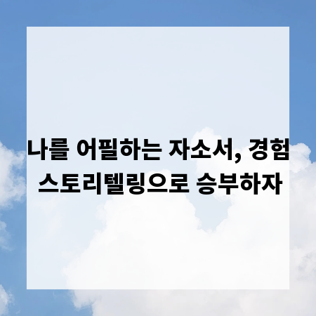 나를 어필하는 자소서, 경험 스토리텔링으로 승부하자