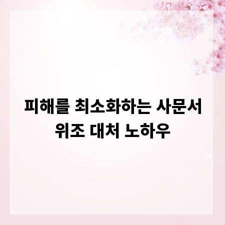 피해를 최소화하는 사문서위조 대처 노하우