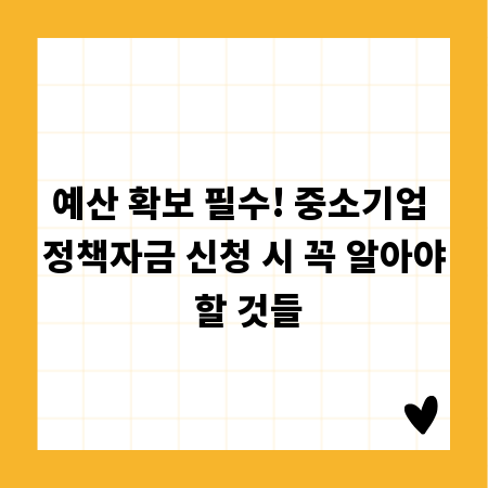 예산 확보 필수! 중소기업 정책자금 신청 시 꼭 알아야 할 것들