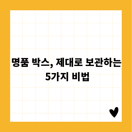 명품 박스, 제대로 보관하는 5가지 비법