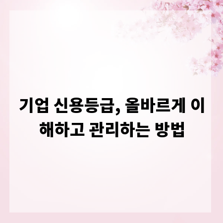 기업 신용등급, 올바르게 이해하고 관리하는 방법