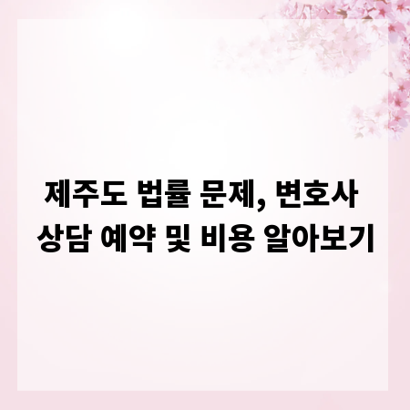 제주도 법률 문제, 변호사 상담 예약 및 비용 알아보기