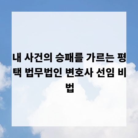 내 사건의 승패를 가르는 평택 법무법인 변호사 선임 비법