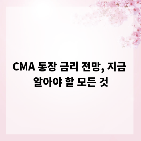 CMA 통장 금리 전망, 지금 알아야 할 모든 것