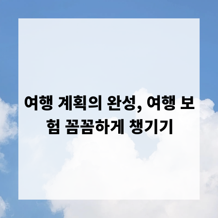 여행 계획의 완성, 여행 보험 꼼꼼하게 챙기기
