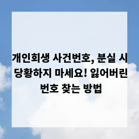 개인회생 사건번호, 분실 시 당황하지 마세요! 잃어버린 번호 찾는 방법