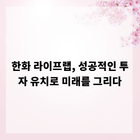 한화 라이프랩, 성공적인 투자 유치로 미래를 그리다