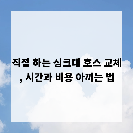 직접 하는 싱크대 호스 교체, 시간과 비용 아끼는 법