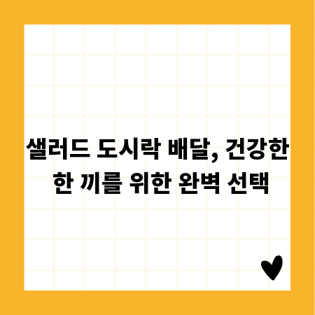 샐러드 도시락 배달, 건강한 한 끼를 위한 완벽 선택