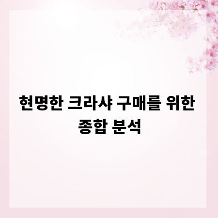 현명한 크라샤 구매를 위한 종합 분석