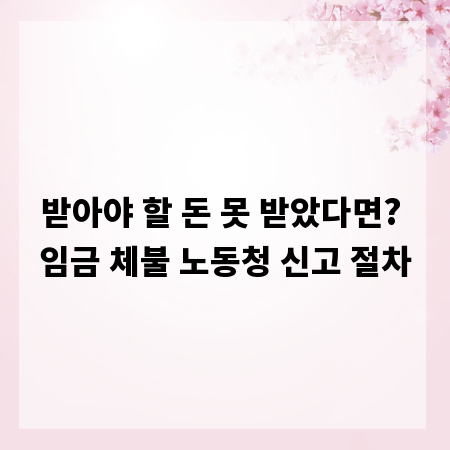 받아야 할 돈 못 받았다면? 임금 체불 노동청 신고 절차