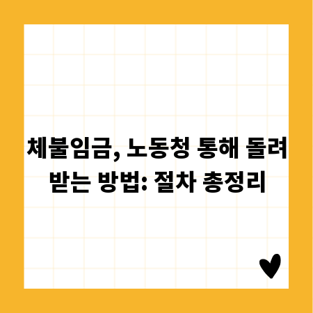 체불임금, 노동청 통해 돌려받는 방법: 절차 총정리