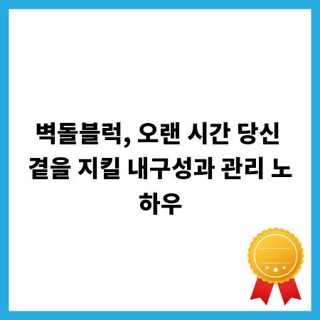 벽돌블럭, 오랜 시간 당신 곁을 지킬 내구성과 관리 노하우