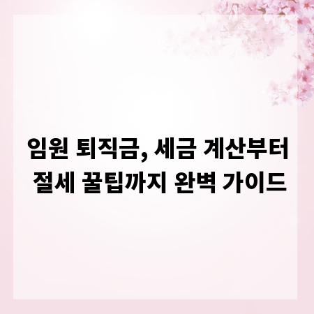 임원 퇴직금, 세금 계산부터 절세 꿀팁까지 완벽 가이드