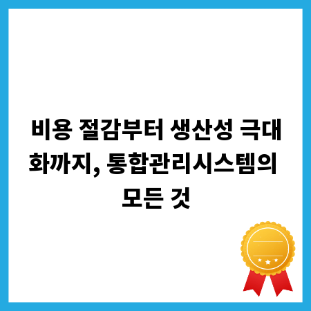 비용 절감부터 생산성 극대화까지, 통합관리시스템의 모든 것