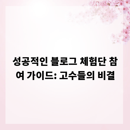 성공적인 블로그 체험단 참여 가이드: 고수들의 비결