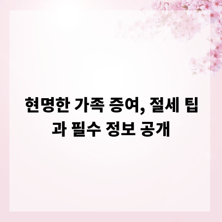 현명한 가족 증여, 절세 팁과 필수 정보 공개