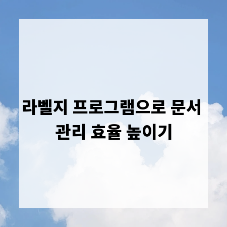 라벨지 프로그램으로 문서 관리 효율 높이기
