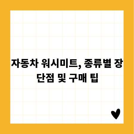 자동차 워시미트, 종류별 장단점 및 구매 팁