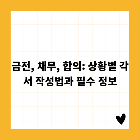 금전, 채무, 합의: 상황별 각서 작성법과 필수 정보