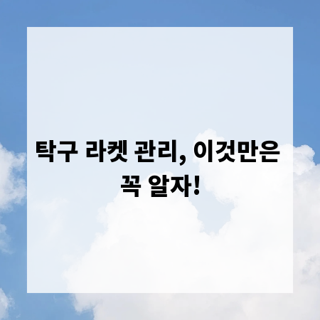 탁구 라켓 관리, 이것만은 꼭 알자!