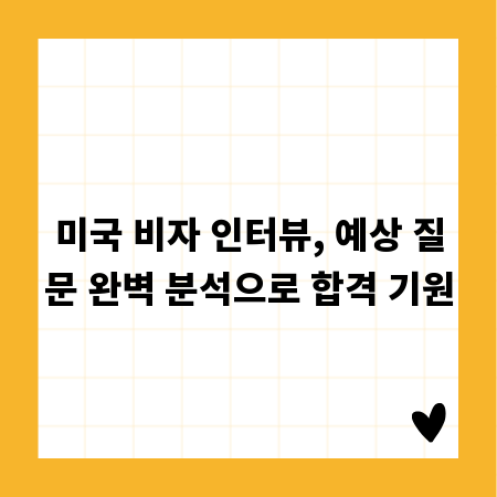 미국 비자 인터뷰, 예상 질문 완벽 분석으로 합격 기원