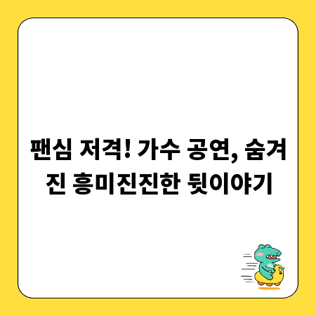 팬심 저격! 가수 공연, 숨겨진 흥미진진한 뒷이야기