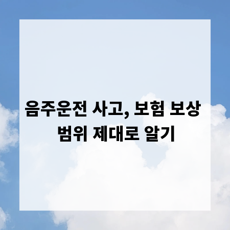 음주운전 사고, 보험 보상 범위 제대로 알기