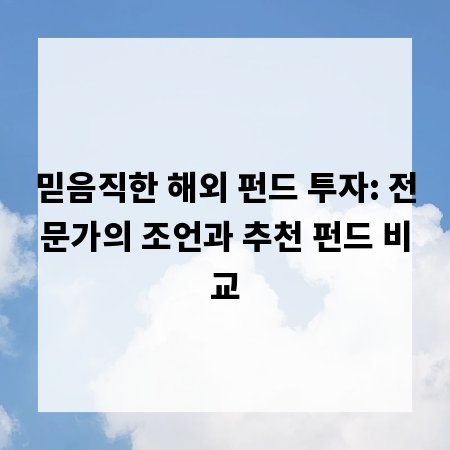 믿음직한 해외 펀드 투자: 전문가의 조언과 추천 펀드 비교