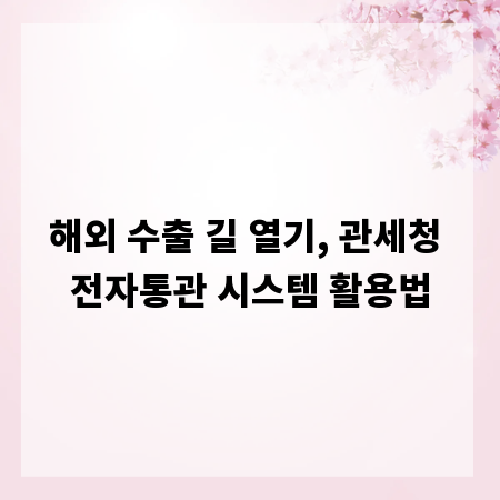 해외 수출 길 열기, 관세청 전자통관 시스템 활용법