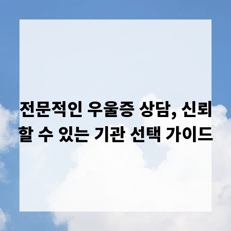전문적인 우울증 상담, 신뢰할 수 있는 기관 선택 가이드