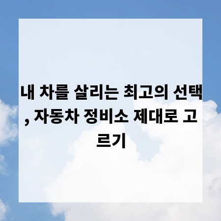 내 차를 살리는 최고의 선택, 자동차 정비소 제대로 고르기