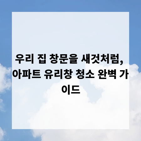 우리 집 창문을 새것처럼, 아파트 유리창 청소 완벽 가이드