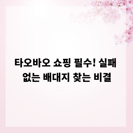 타오바오 쇼핑 필수! 실패 없는 배대지 찾는 비결
