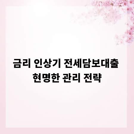 금리 인상기 전세담보대출 현명한 관리 전략