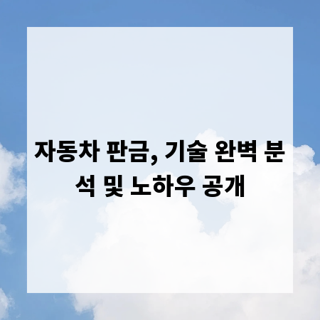 자동차 판금, 기술 완벽 분석 및 노하우 공개