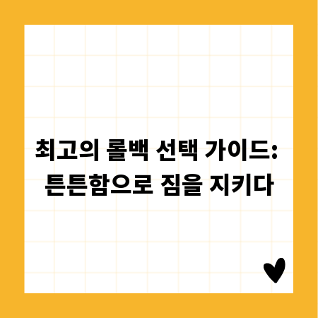 최고의 롤백 선택 가이드: 튼튼함으로 짐을 지키다