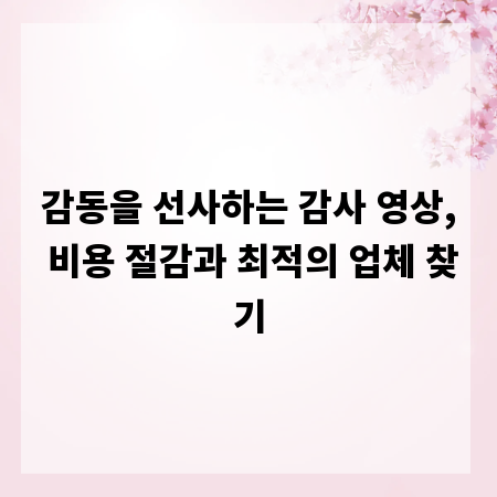 감동을 선사하는 감사 영상, 비용 절감과 최적의 업체 찾기