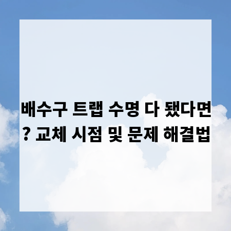 배수구 트랩 수명 다 됐다면? 교체 시점 및 문제 해결법