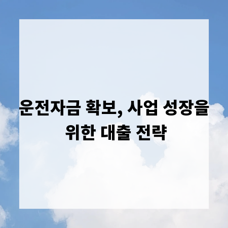 운전자금 확보, 사업 성장을 위한 대출 전략