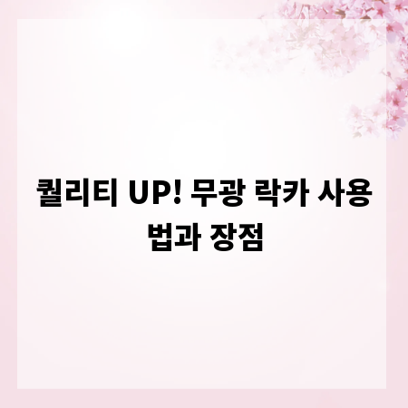 퀄리티 UP! 무광 락카 사용법과 장점