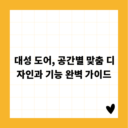 대성 도어, 공간별 맞춤 디자인과 기능 완벽 가이드